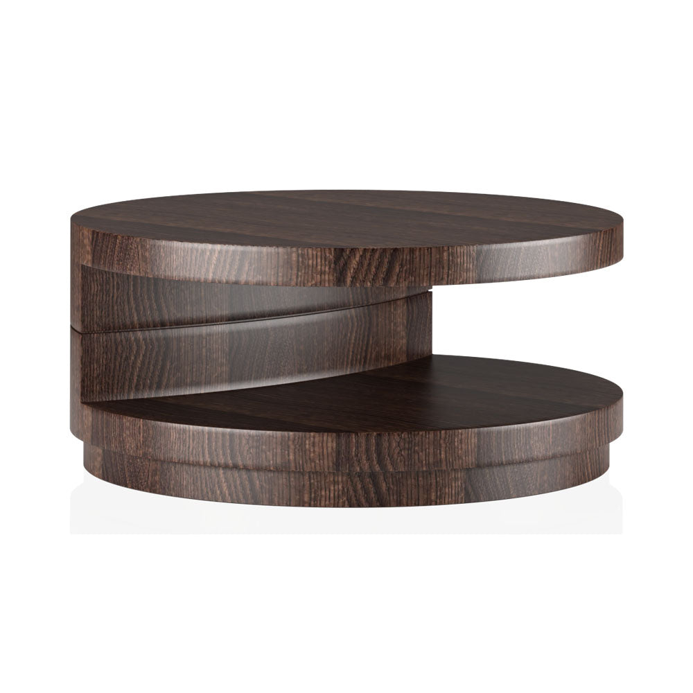 Aberdeenshire Circle Wooden Coffee Table with Veneer Inlay | Modern Furniture + Decor