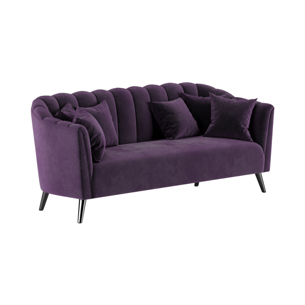 Amaris Velvet Purple Striped Sofa | Modern Furniture + Decor