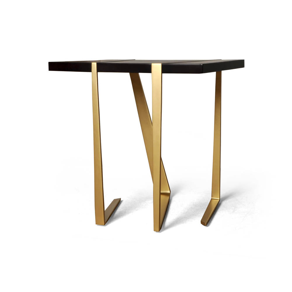 Anais Wooden Side Table with Gold Stainless Steel Legs | Modern Furniture + Decor