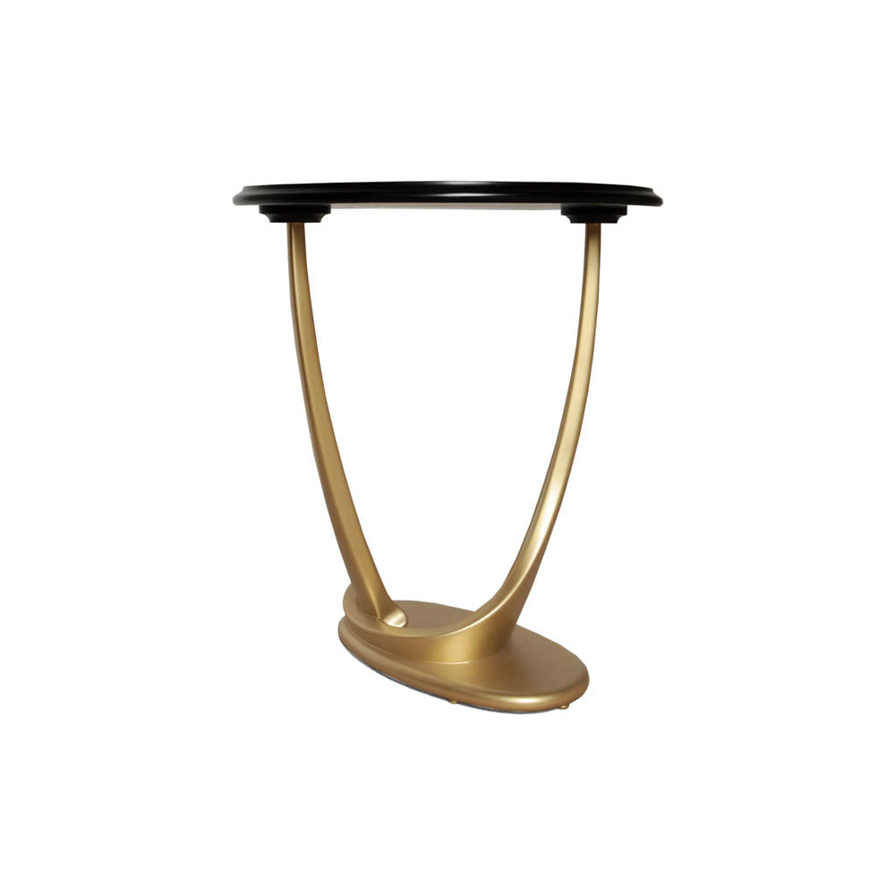 Anita Dark Brown and Gold Circular Side Table | Modern Furniture + Decor