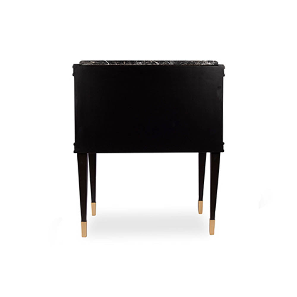 Arabelle 2 Drawers with Brass and Marble Top Bedside Table | Modern Furniture + Decor