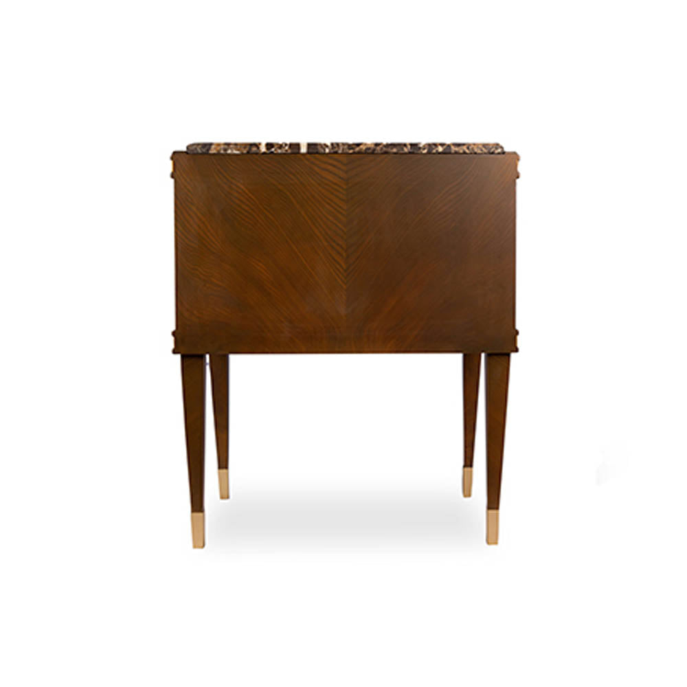 Arabelle 2 Drawers with Brass and Marble Top Bedside Table | Modern Furniture + Decor