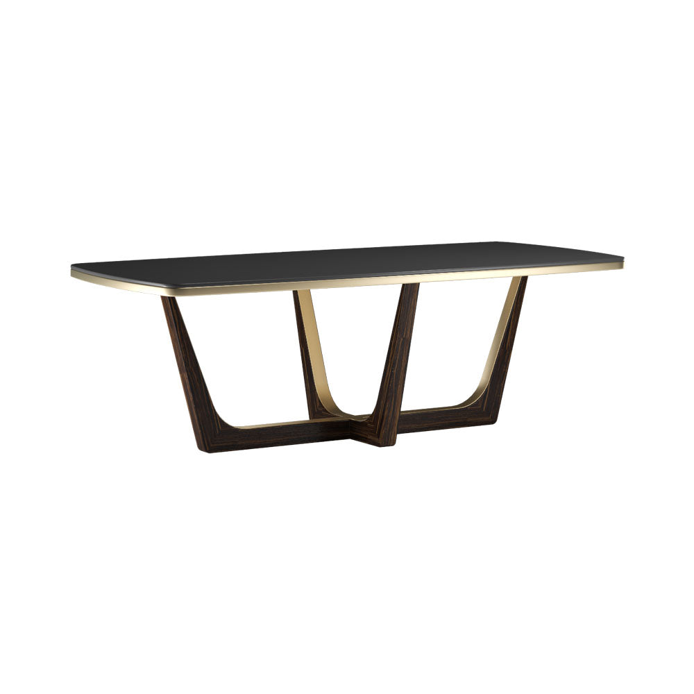 Argyll Rectangle Brown and Brass Dining Table | Modern Furniture + Decor