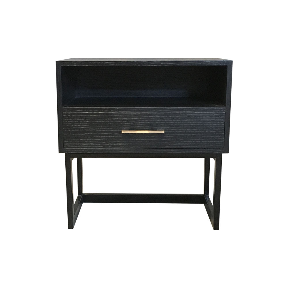 Ascot Bedside Table with Shelf and Stainless Leg | Modern Furniture + Decor