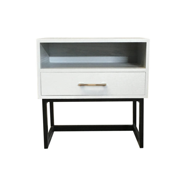 Ascot Bedside Table with Shelf and Stainless Leg