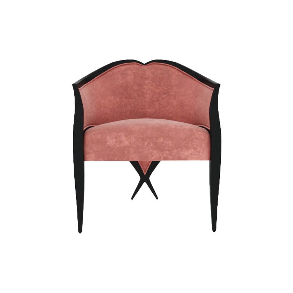 Bali Upholstered Wooden Frame Blush Velvet Armchair with Cross Legs | Modern Furniture + Decor