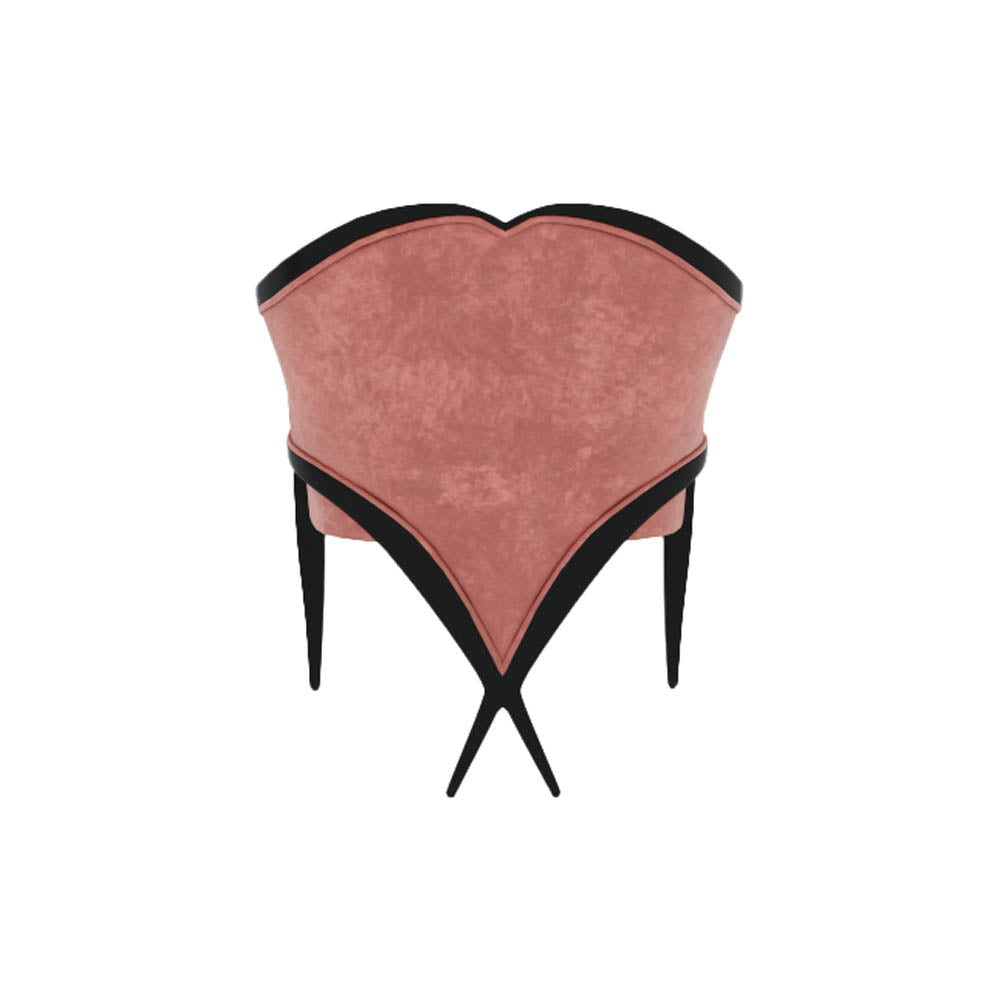 Bali Upholstered Wooden Frame Blush Velvet Armchair with Cross Legs | Modern Furniture + Decor