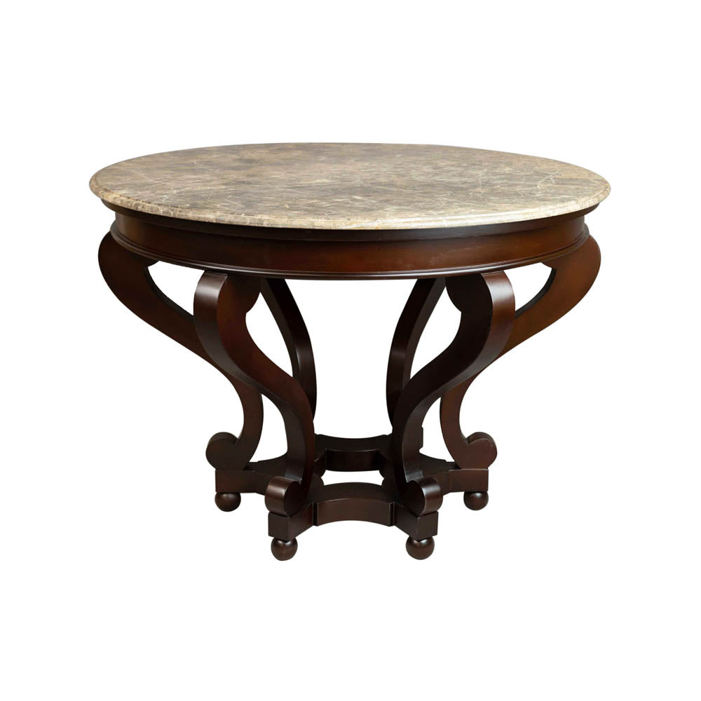 Bentley Antique Round Dining Table with Curved Legs | Modern Furniture + Decor