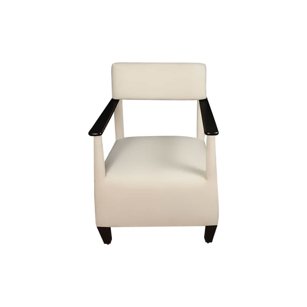 Bentley Upholstered Armchair with Black Wooden Arms | Modern Furniture + Decor