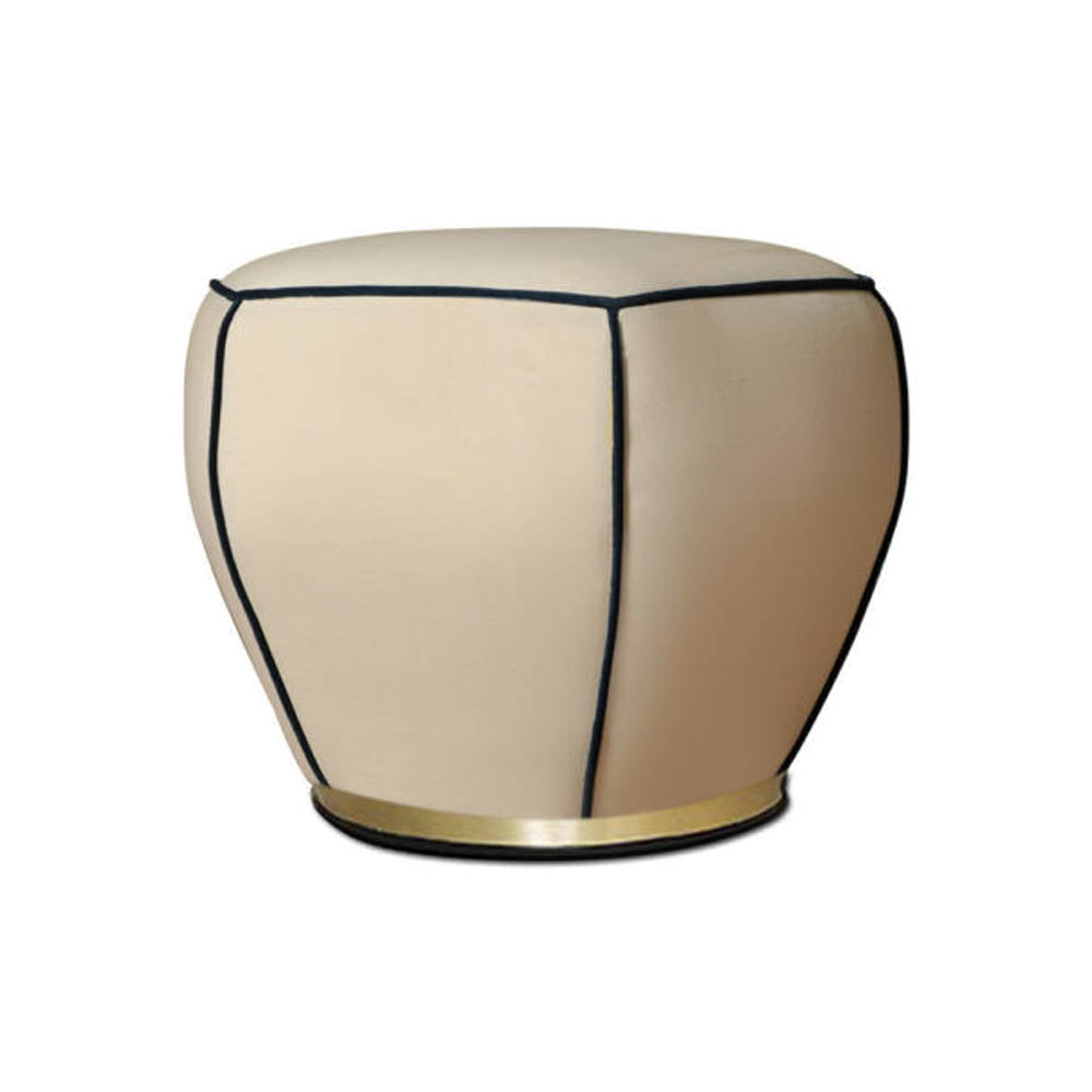 Bethy Upholstered Living Room Pouf with Brass Inlay | Modern Furniture + Decor