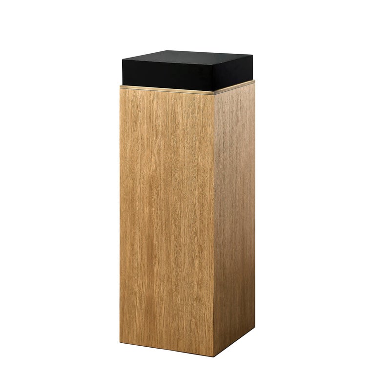 21st Block Pedestal Limed Oak Brass Details | Modern Furniture + Decor