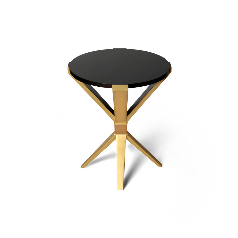 BonBon Round Dark Brown and Gold Cross Leg Side Table | Modern Furniture + Decor