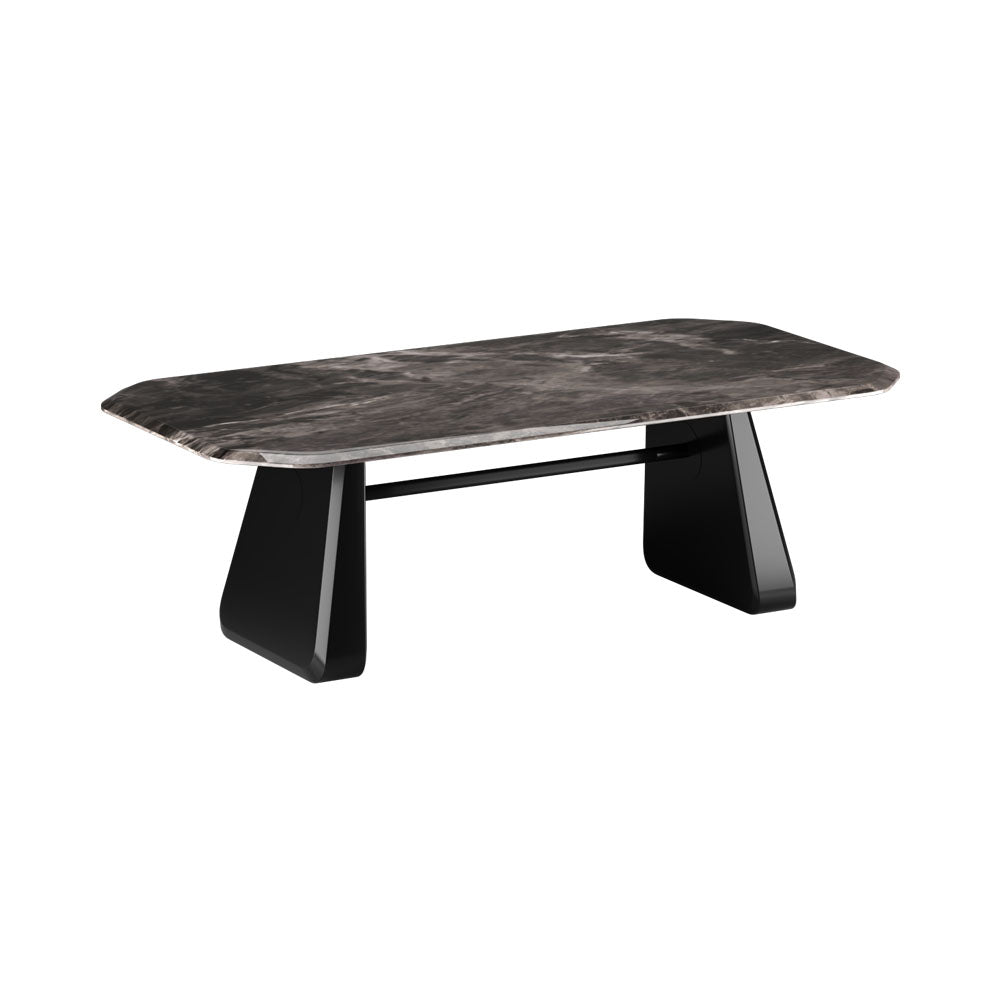 Bute Rectangle Brown Wood and Marble Top Dining Table | Modern Furniture + Decor