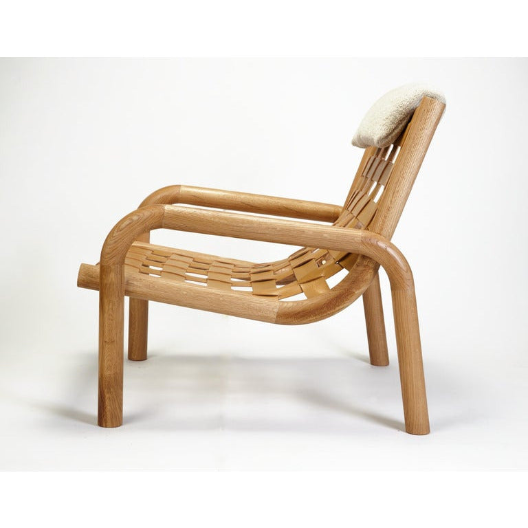Ginga Leather Armchair Natural Solid Oak | Modern Furniture + Decor