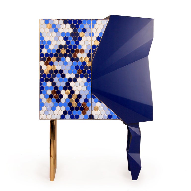 Honeycomb Black and Gold Leaf Cabinet, Royal Stranger | Modern Furniture + Decor