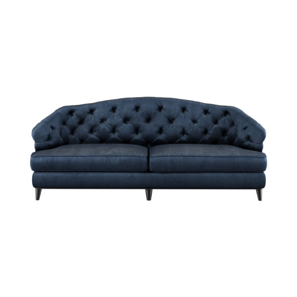 Cambria Dark Blue Button Tufted Sofa | Modern Furniture + Decor