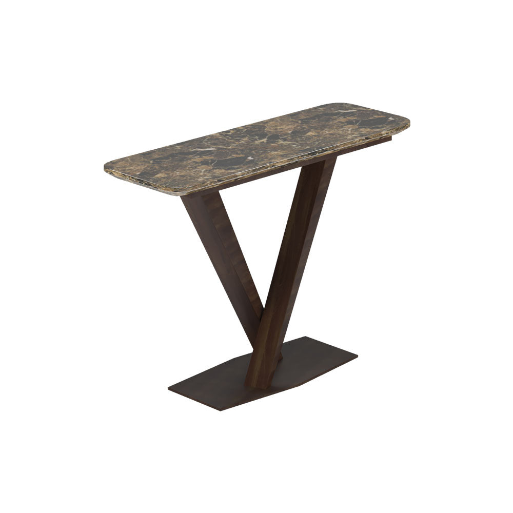 Cambridgeshire Wooden Console Table with Natural Marble | Modern Furniture + Decor