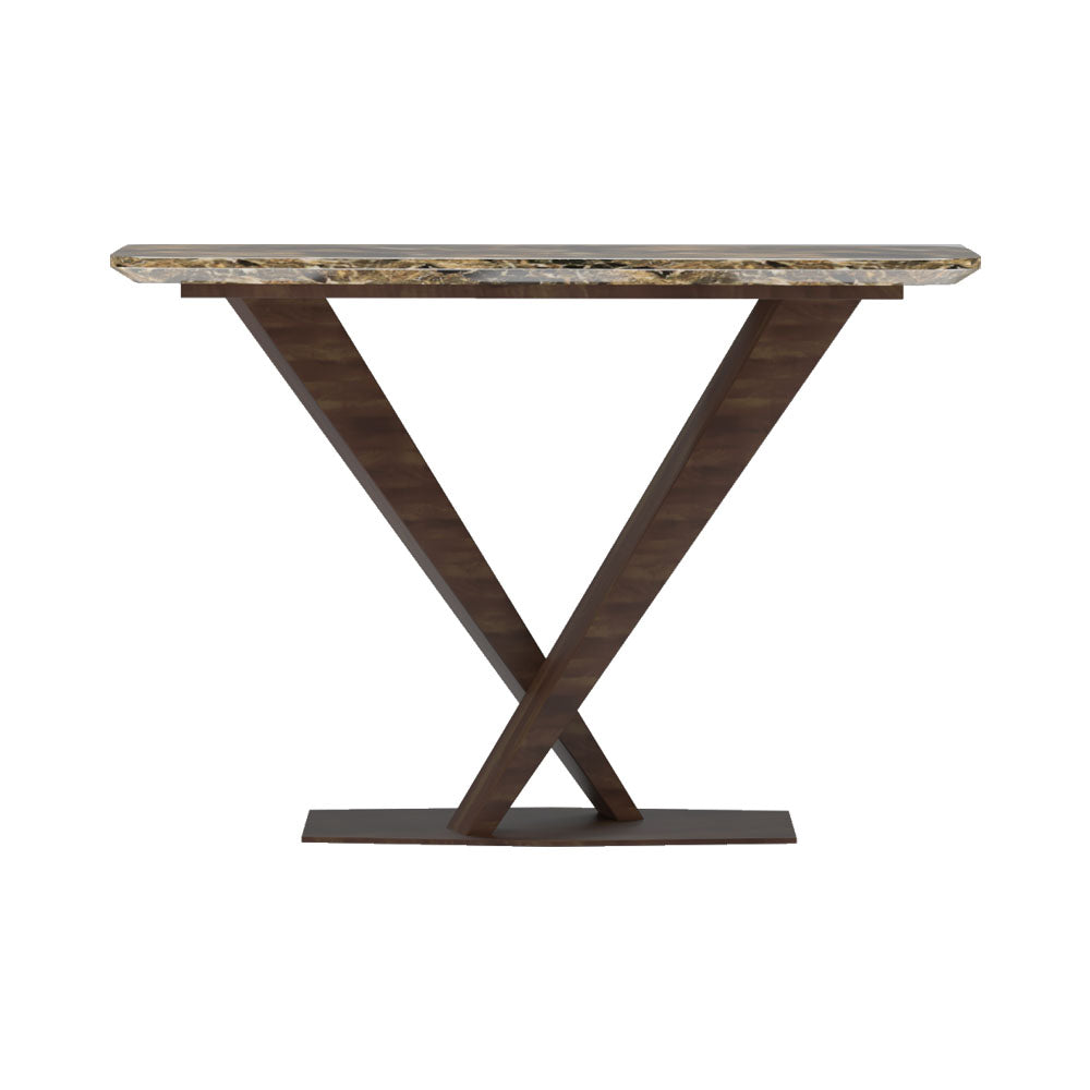Cambridgeshire Wooden Console Table with Natural Marble | Modern Furniture + Decor