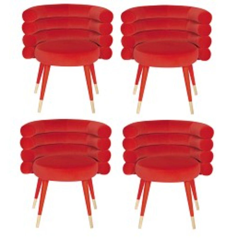 Set of 4 Red Marshmallow Dining Chairs by Royal Stranger | Modern Furniture + Decor