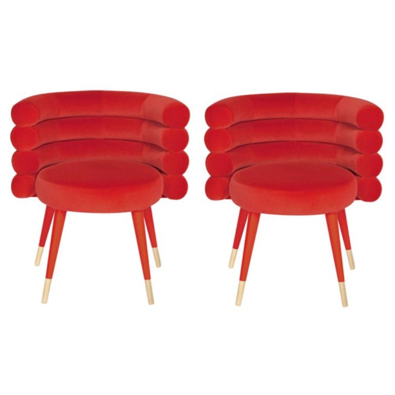 Set of 2 Red Marshmallow Dining Chairs by Royal Stranger | Modern Furniture + Decor