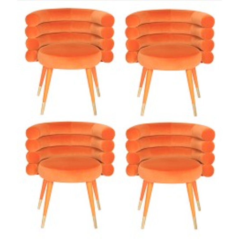 Set of 4 Orange Marshmallow Dining Chairs, Royal Stranger | Modern Furniture + Decor