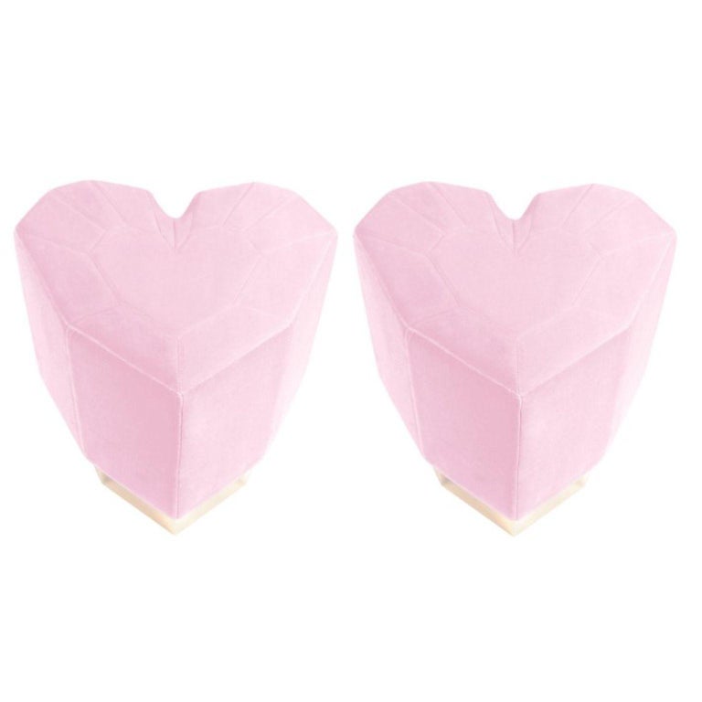 Set of 2 Light Pink Queen Heart Stools by Royal Stranger | Modern Furniture + Decor