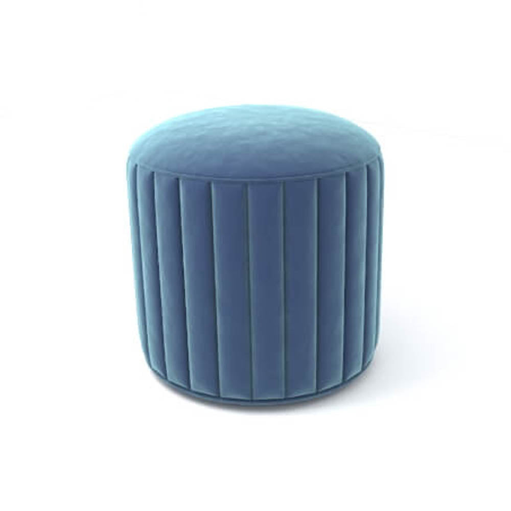 Caren Upholstered Stripped Round Pouf | Modern Furniture + Decor