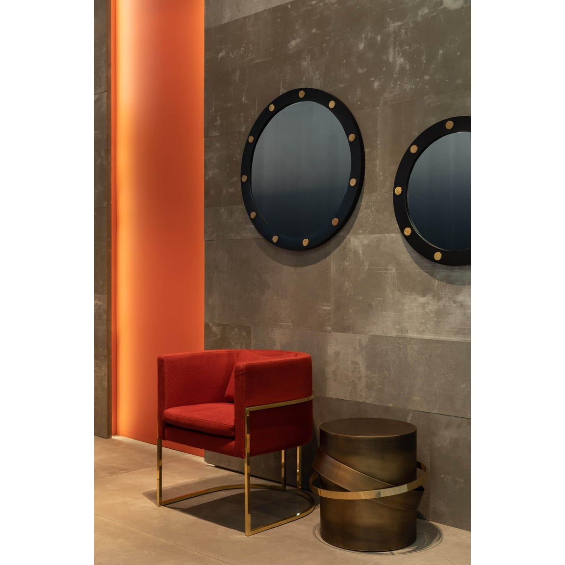 21st Century Cluster Round Mirror Matt Black Lacquered Iron | Modern Furniture + Decor