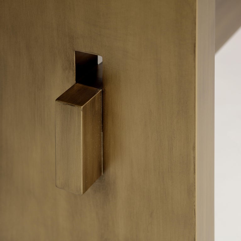 Geometry Console Table, in Bronze and Figured Sycamore | Modern Furniture + Decor