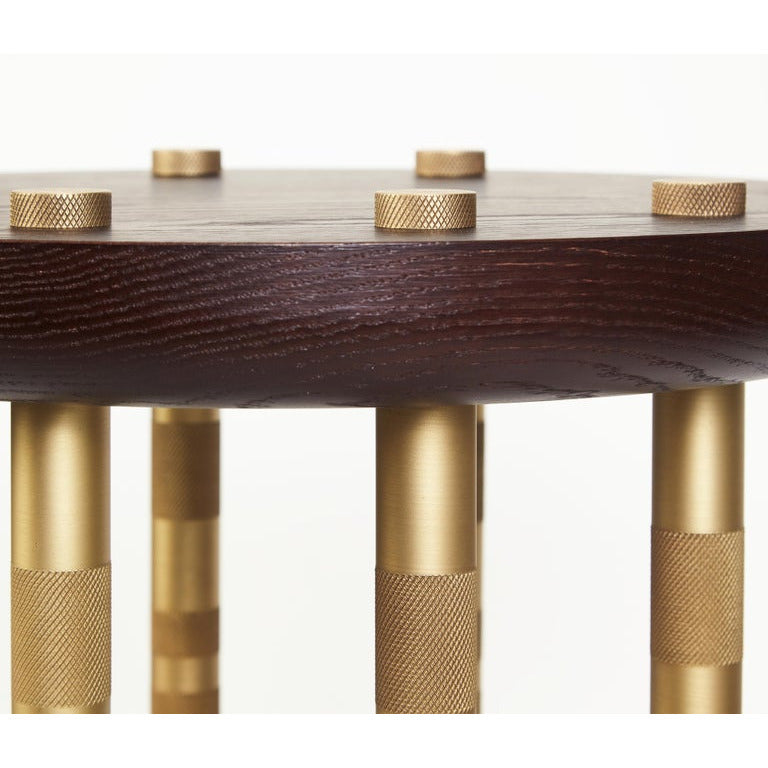 Ipanema Brass Side Table Lacquered Wood Top Bronze Details | Modern Furniture + Decor