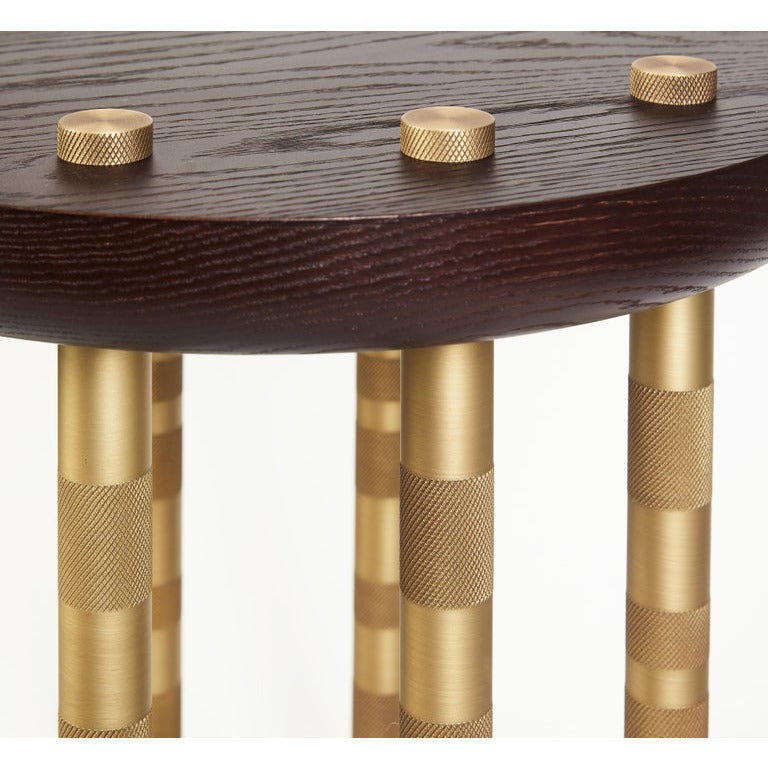 Ipanema Brass Side Table Lacquered Wood Top Bronze Details | Modern Furniture + Decor