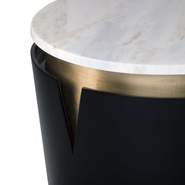 Moon Side Table Estremoz Marble Top and Brass | Modern Furniture + Decor