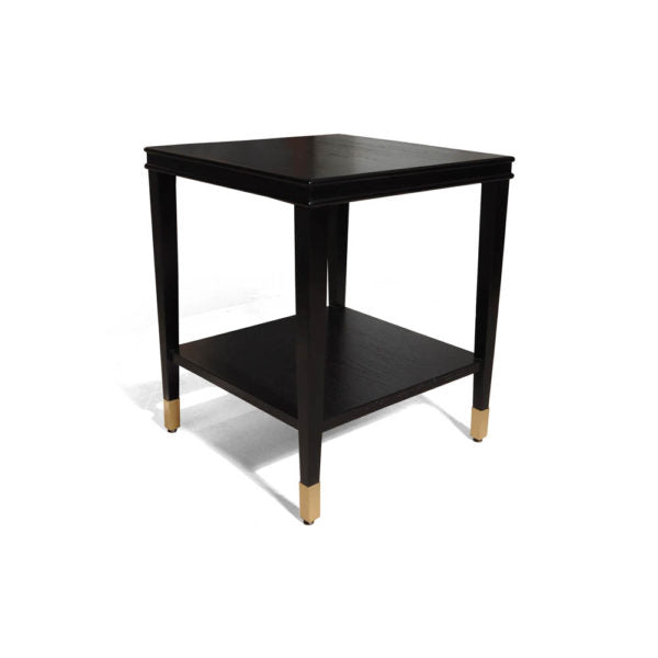 Damian Wood Square Side Table with Brass
