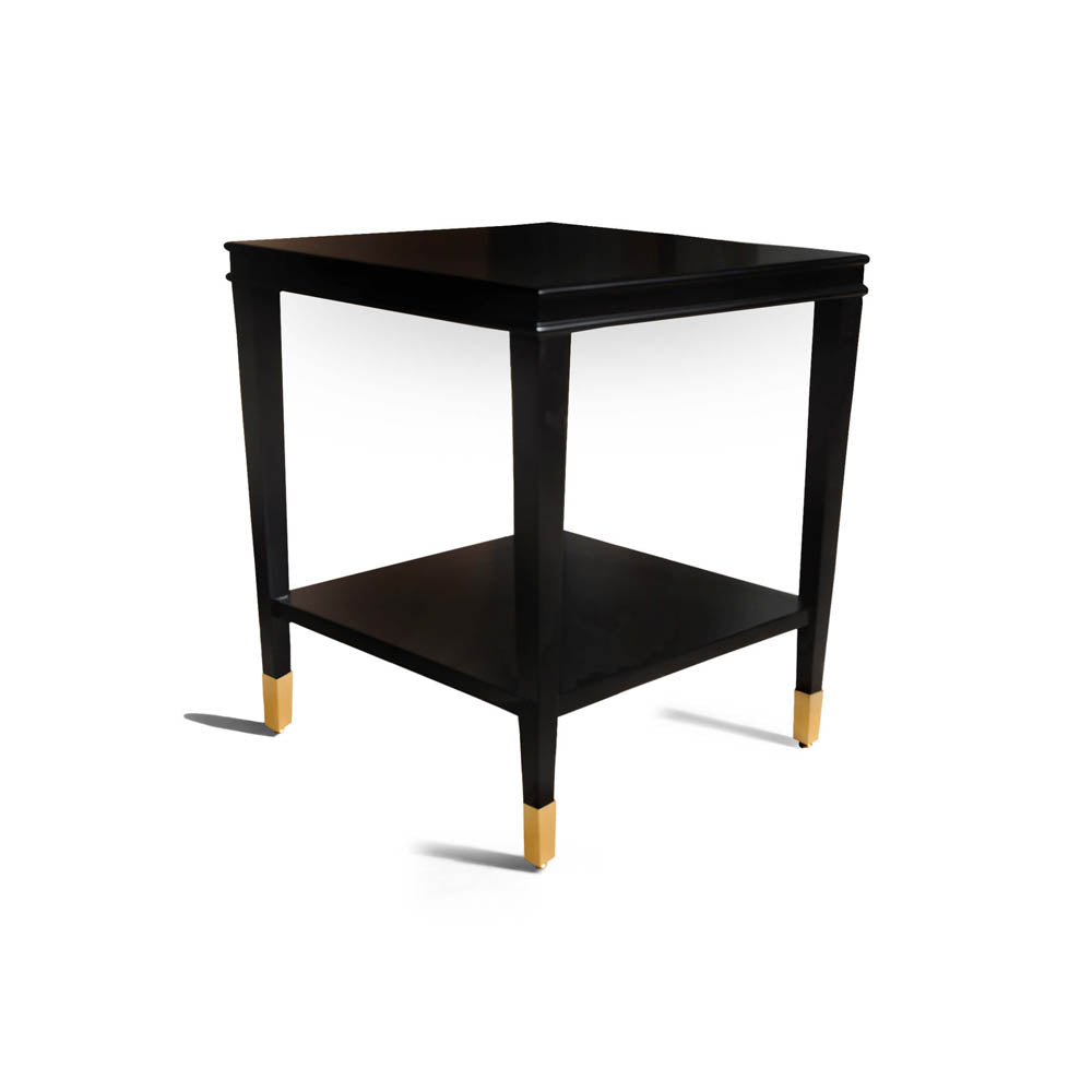 Damian Wood Square Side Table with Brass | Modern Furniture + Decor