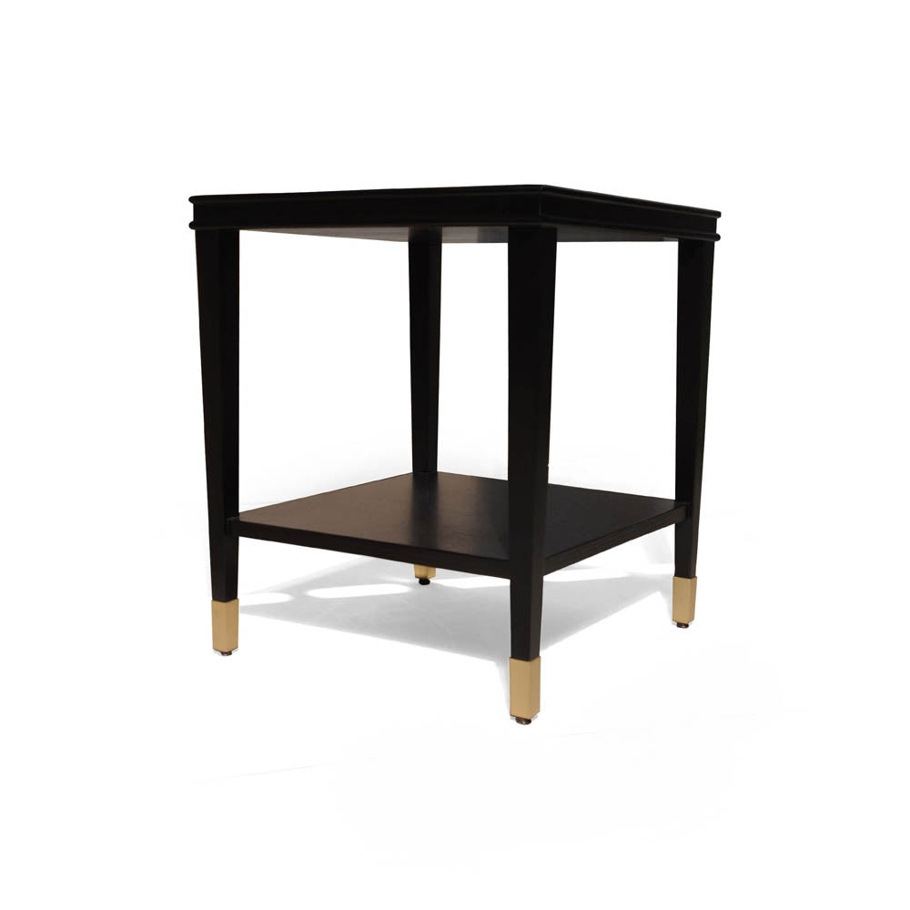Damian Wood Square Side Table with Brass | Modern Furniture + Decor