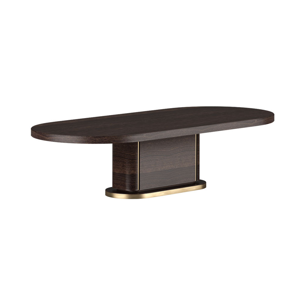Diva Wooden Oval Dining Table with Brass Inlay | Modern Furniture + Decor
