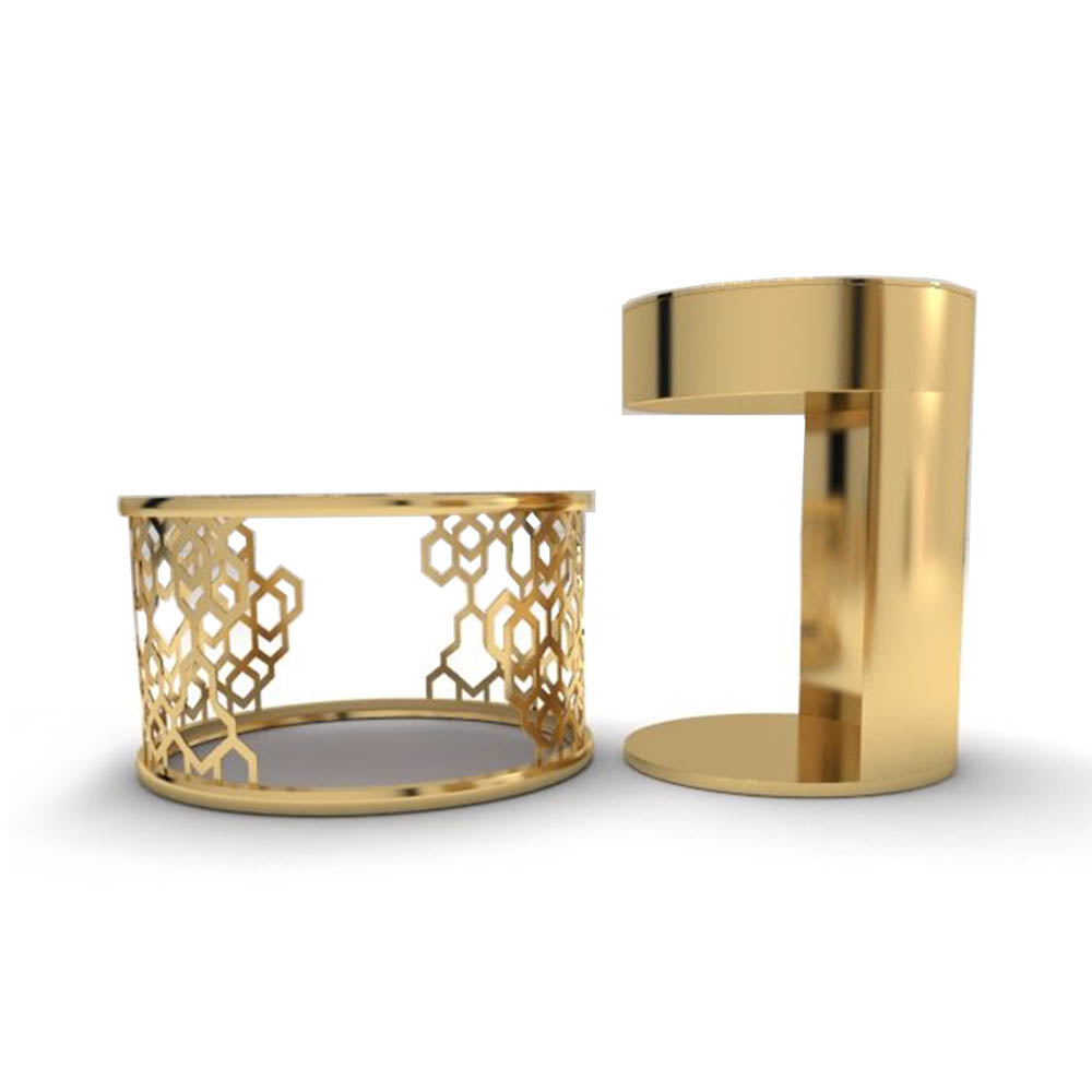 Drum Marble Brass Side Table Set of 2 | Modern Furniture + Decor