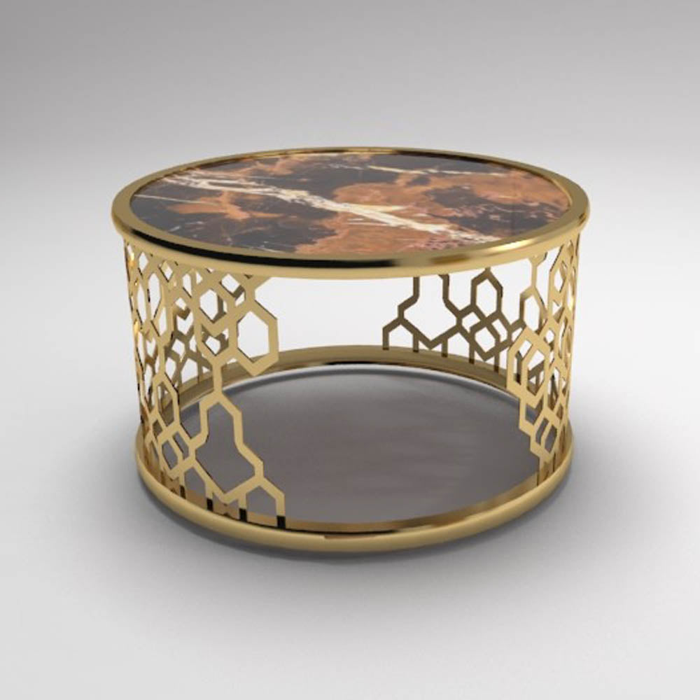 Drum Marble Brass Side Table Set of 2 | Modern Furniture + Decor
