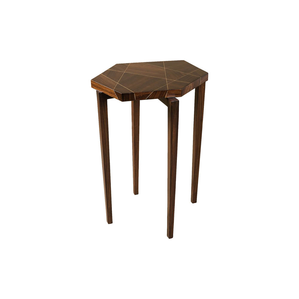 Duarte Dark Brown Hexagon Side Table | Modern Furniture + Decor