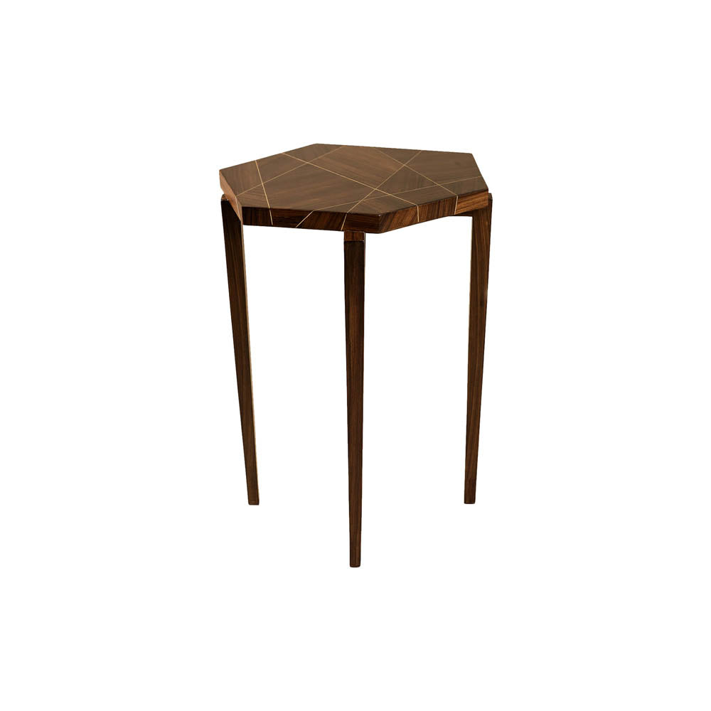 Duarte Dark Brown Hexagon Side Table | Modern Furniture + Decor
