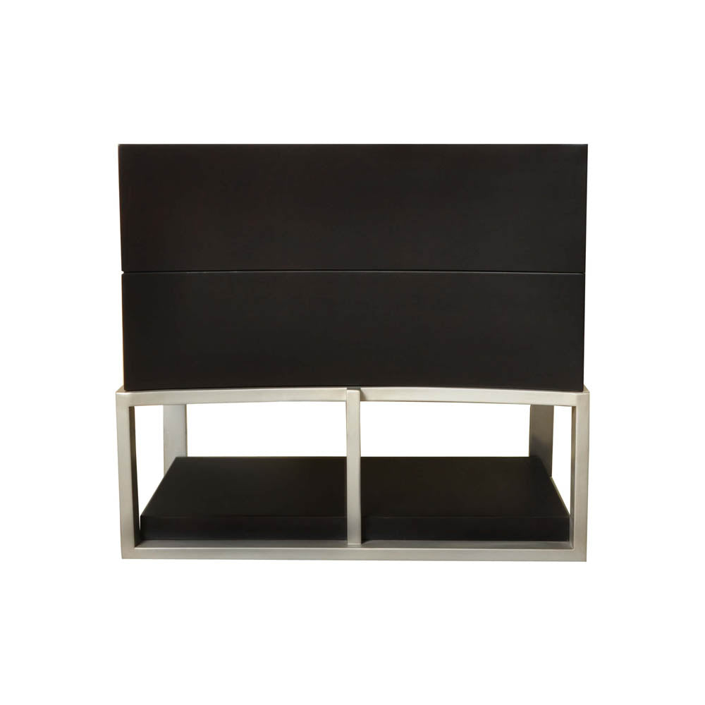 Dusk Two Drawers Wood and Stainless Steel Bedside Table | Modern Furniture + Decor