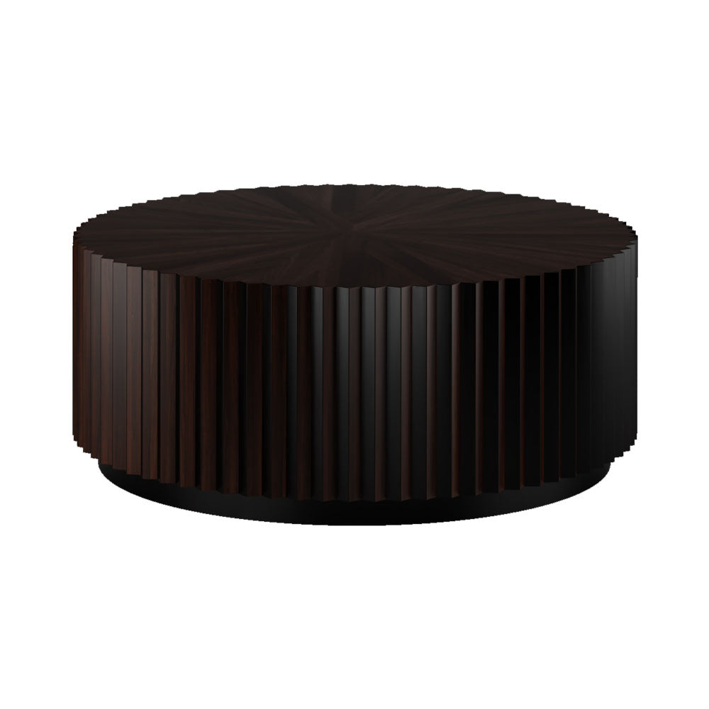 Dyfed Circle Wooden Coffee Table Veneer Inlay | Modern Furniture + Decor