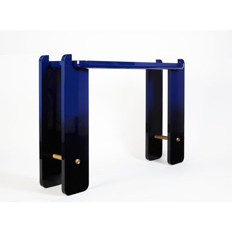 Ipanema Console Table, Blue Ombre Effect with Brass Details | Modern Furniture + Decor
