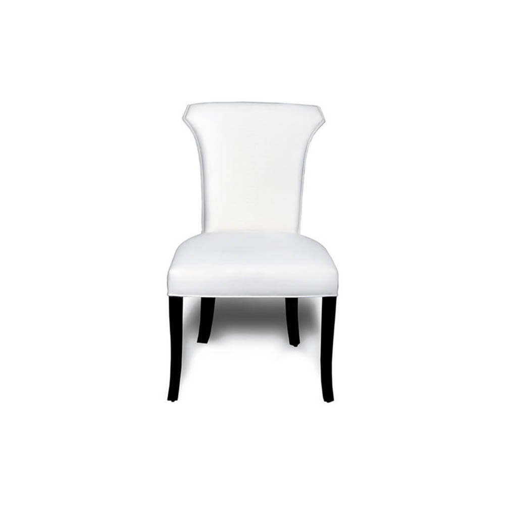 Earl Upholstered Curved Dining Chair with Wooden Black Legs | Modern Furniture + Decor