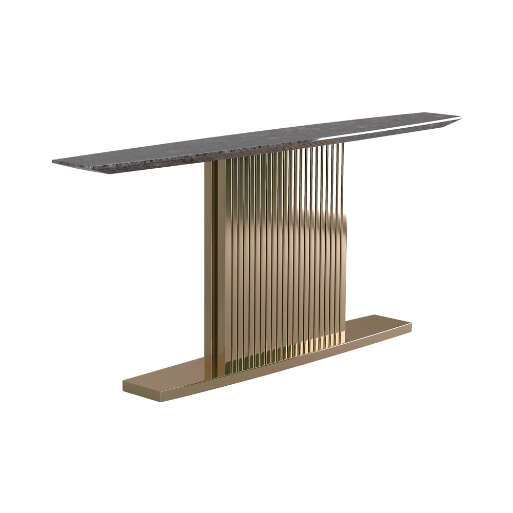 Edinburgh Natural Dark Gray Marble and Golden Base Console Table | Modern Furniture + Decor