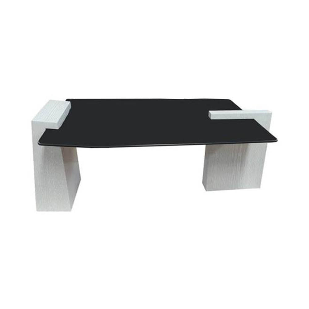Elysee Glass Top Coffee Table with Wooden Legs | Modern Furniture + Decor