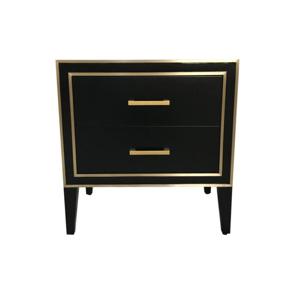 Emma Bedside Table with Brass Inlay