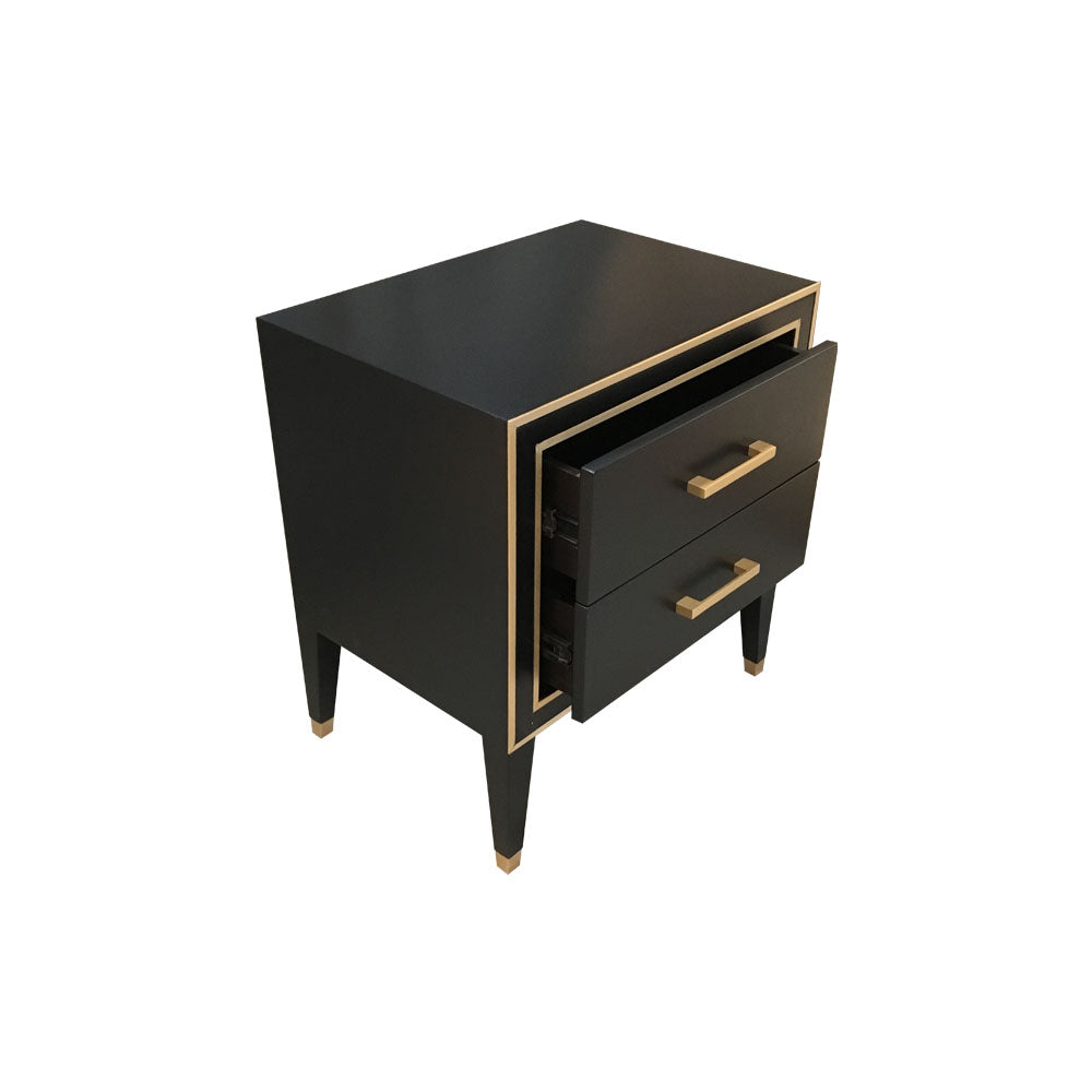 Emma Bedside Table with Brass Inlay | Modern Furniture + Decor