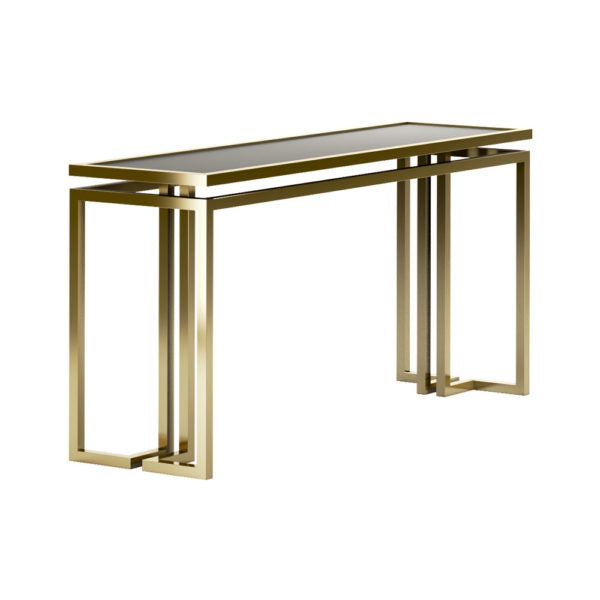 Ettrick Stainless steel with Glass Top Console Table