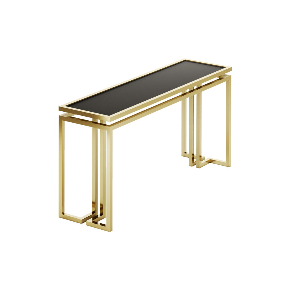Ettrick Stainless steel with Glass Top Console Table | Modern Furniture + Decor